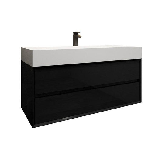 Moreno Bath MAX 48" Gloss Black Wall-Mounted Vanity With Single Reinforced White Acrylic Sink