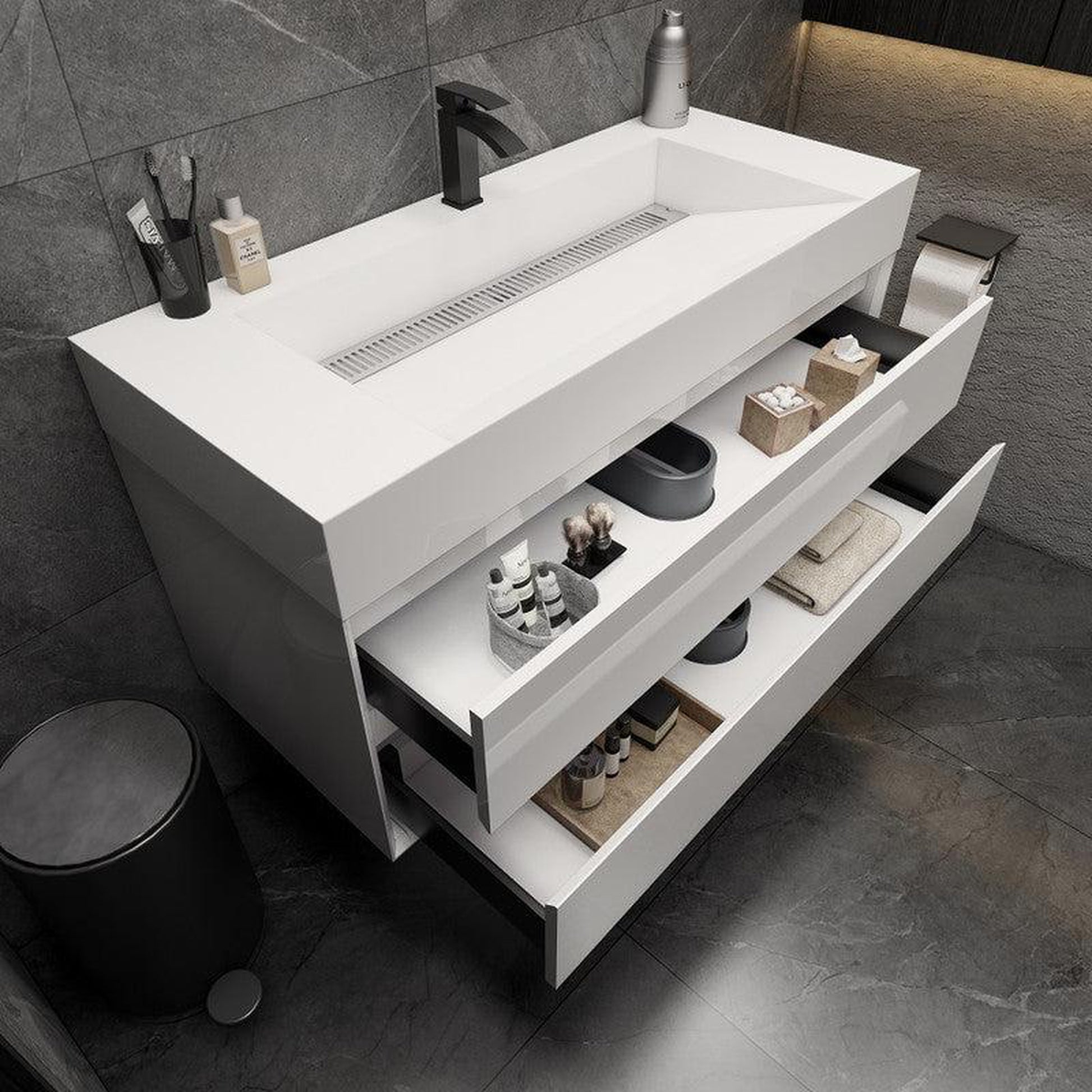 Moreno Bath MAX 48" Gloss White Wall-Mounted Vanity With Single Reinforced White Acrylic Sink