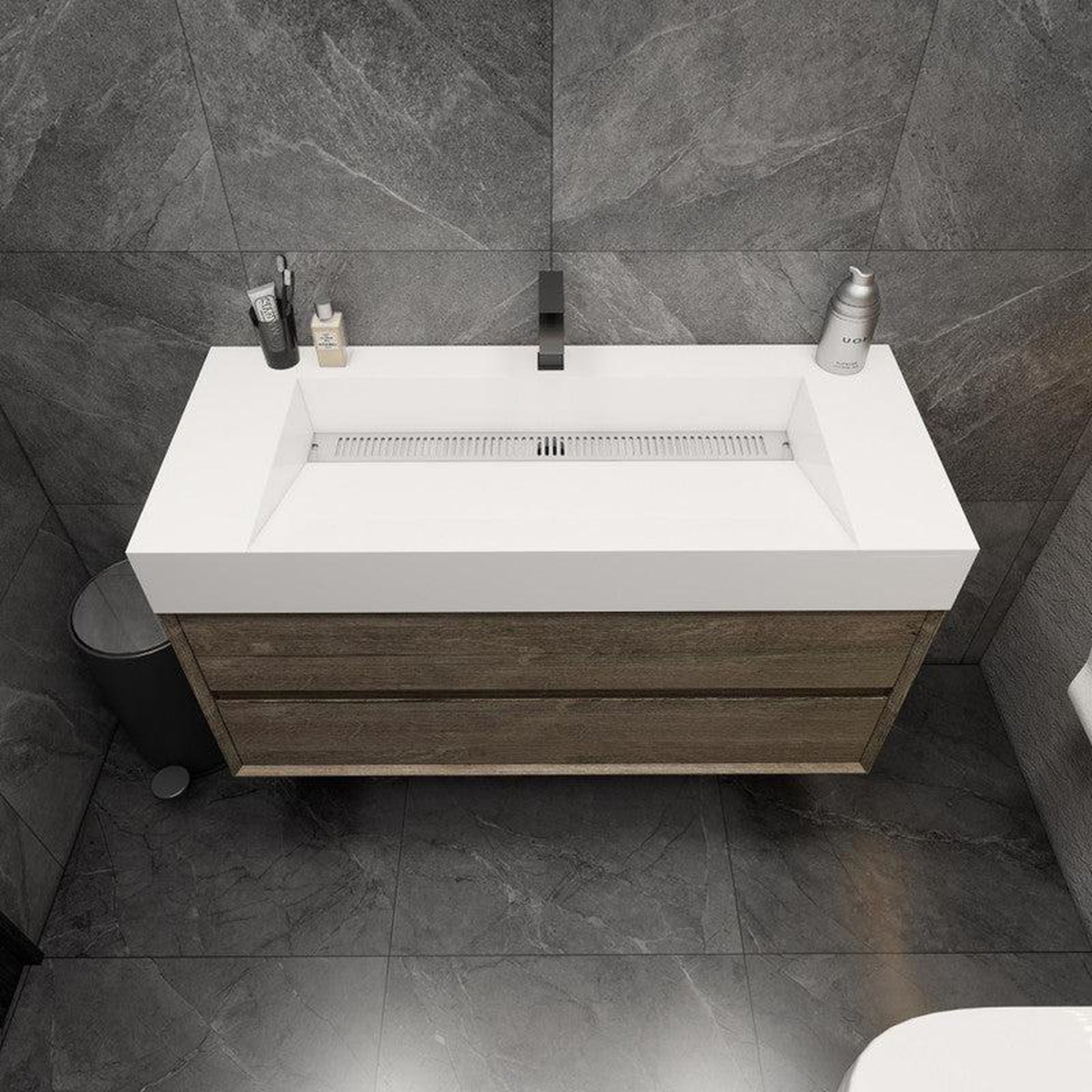 Moreno Bath MAX 48" Gray Oak Wall-Mounted Vanity With Single Reinforced White Acrylic Sink