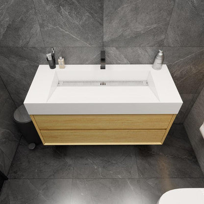 Moreno Bath MAX 48" Teak Oak Wall-Mounted Vanity With Single Reinforced White Acrylic Sink