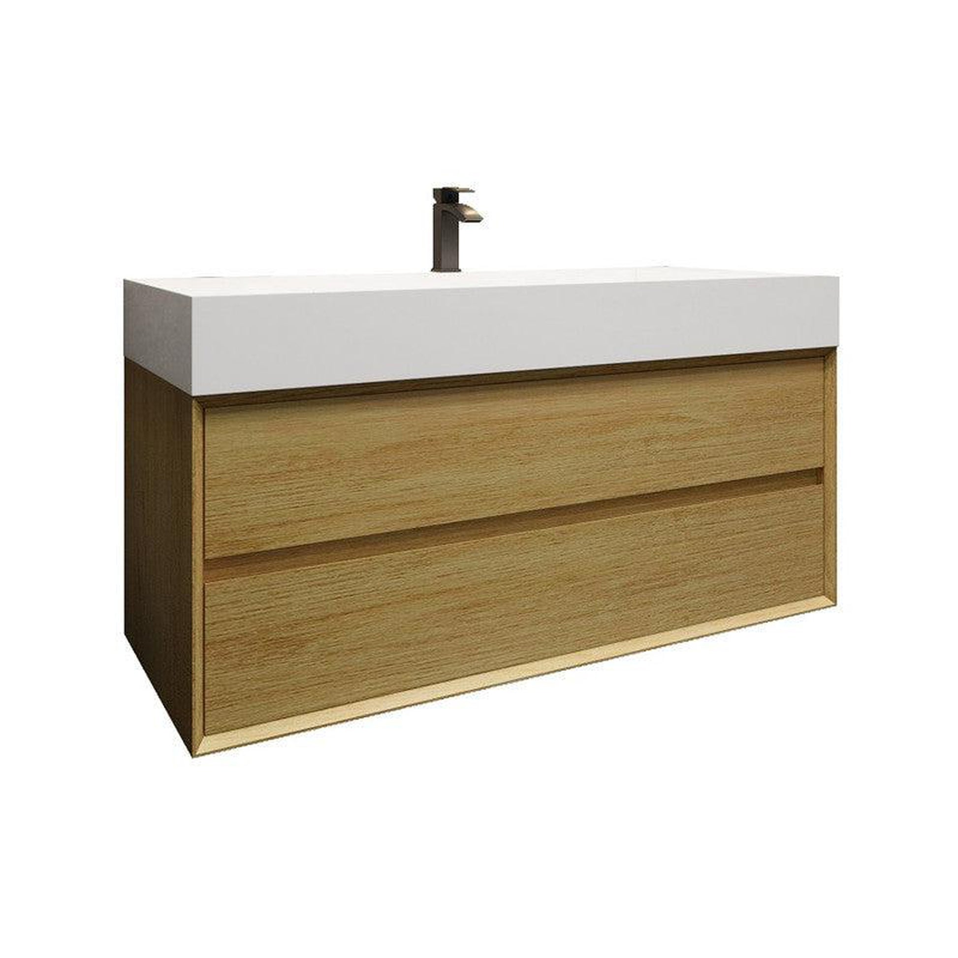 Moreno Bath MAX 48" Teak Oak Wall-Mounted Vanity With Single Reinforced White Acrylic Sink