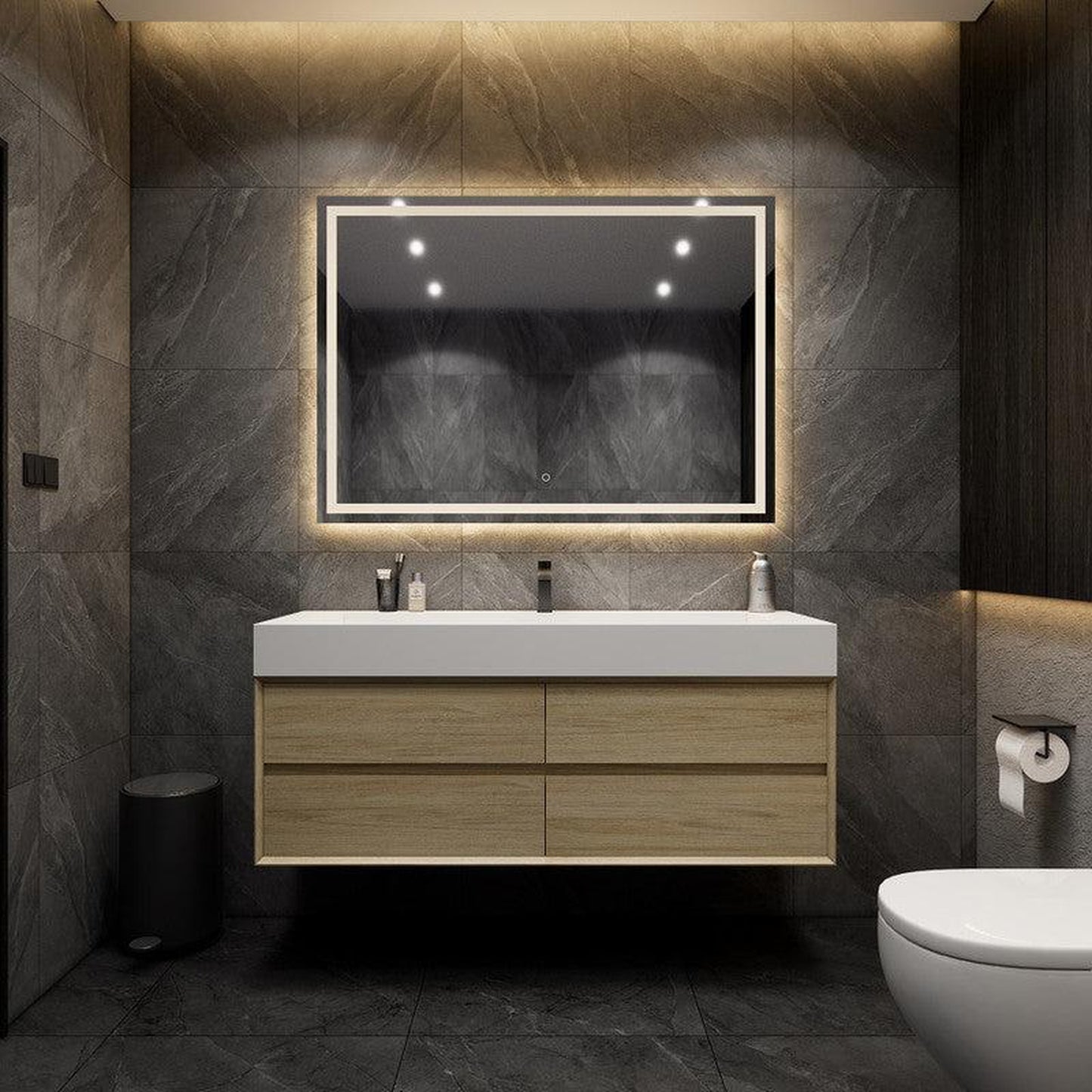 Moreno Bath MAX 60" Coffee Wood Wall-Mounted Vanity With Single Faucet Hole and Reinforced White Acrylic Sink