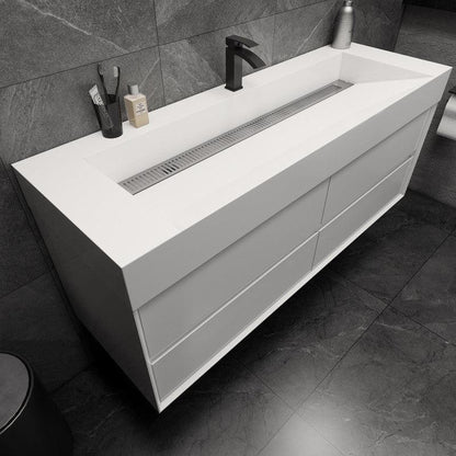 Moreno Bath MAX 60" Gloss White Wall-Mounted Vanity With Single Faucet Hole and Reinforced White Acrylic Sink