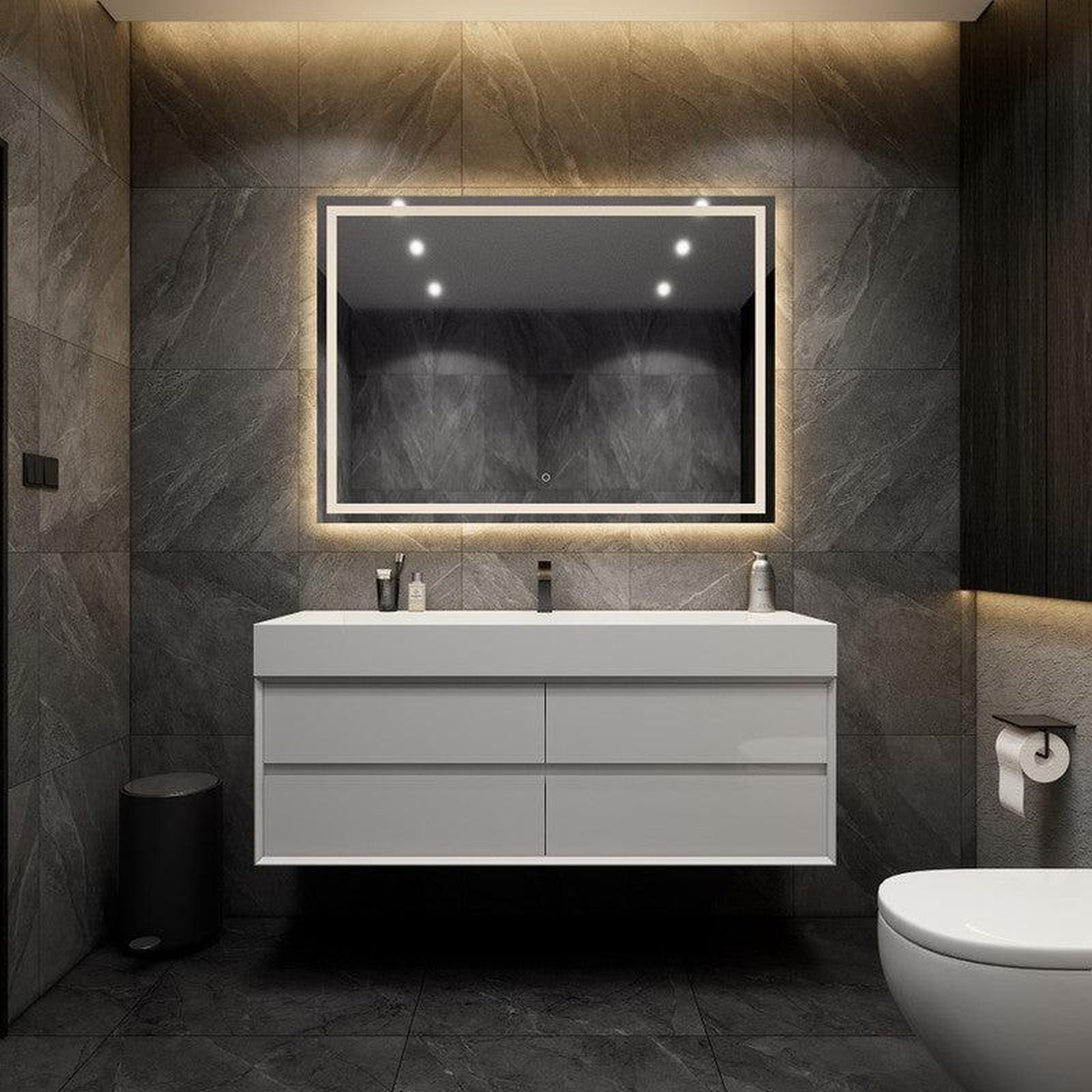 Moreno Bath MAX 60" Gloss White Wall-Mounted Vanity With Single Faucet Hole and Reinforced White Acrylic Sink
