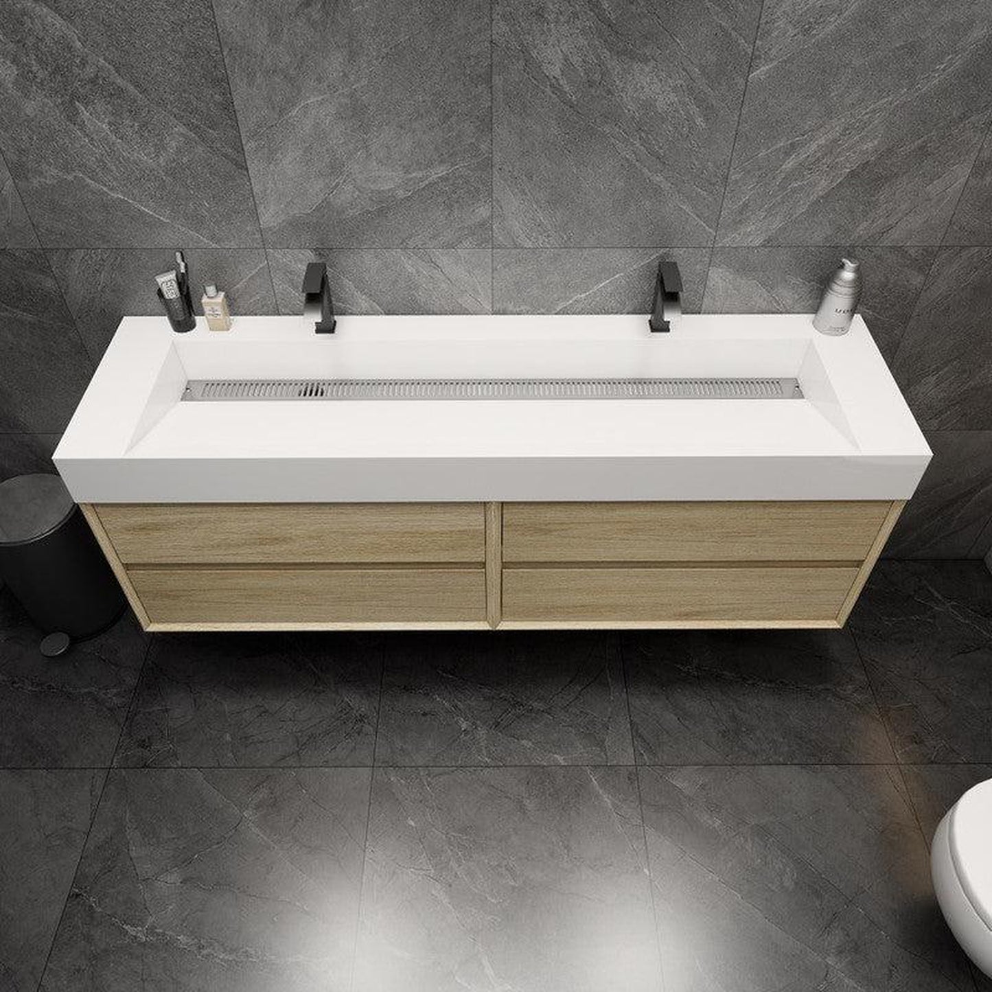 Moreno Bath MAX 72" Coffee Wood Wall-Mounted Vanity With Double Faucet Holes and Reinforced White Acrylic Sink