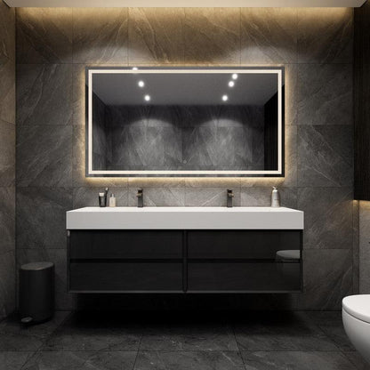 Moreno Bath MAX 72" Gloss Black Wall-Mounted Vanity With Double Faucet Holes and Reinforced White Acrylic Sink