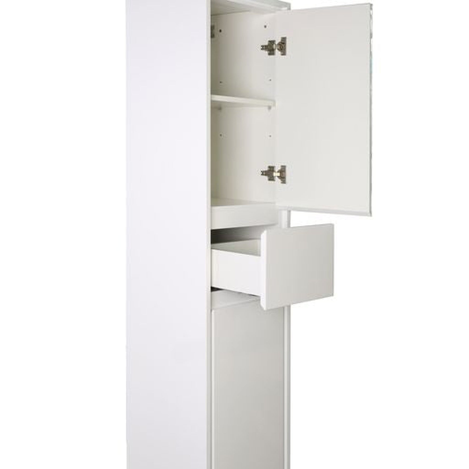 Moreno Bath Sage 16" High Gloss White Wall-Mounted Linen Storage Cabinet
