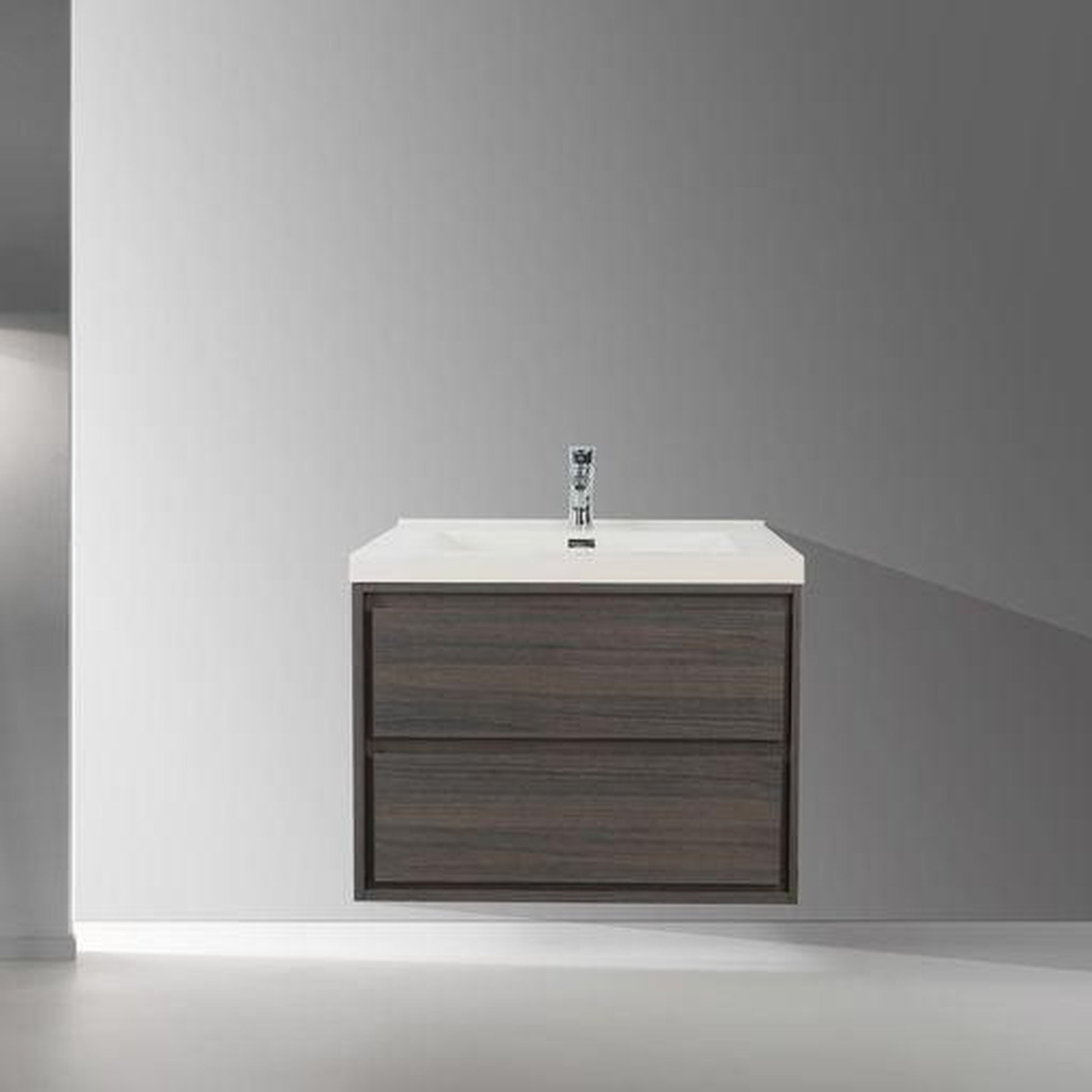 Moreno Bath Sage 24" Dark Gray Oak Wall-Mounted Modern Vanity With Single Reinforced White Acrylic Sink