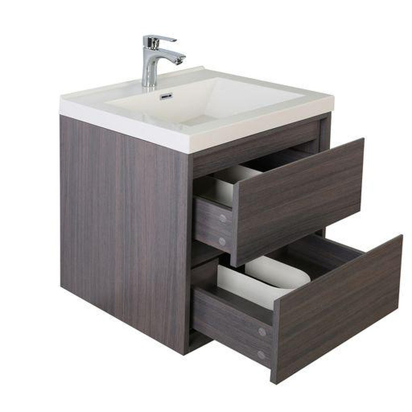 Moreno Bath Sage 24" Dark Gray Oak Wall-Mounted Modern Vanity With Single Reinforced White Acrylic Sink