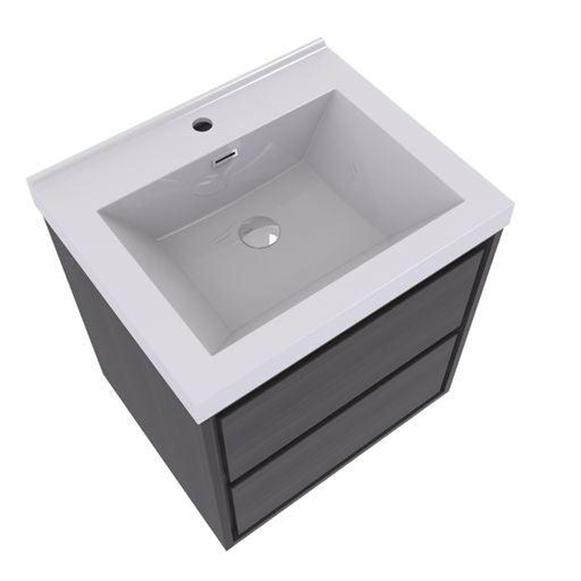 Moreno Bath Sage 24" Dark Gray Oak Wall-Mounted Modern Vanity With Single Reinforced White Acrylic Sink