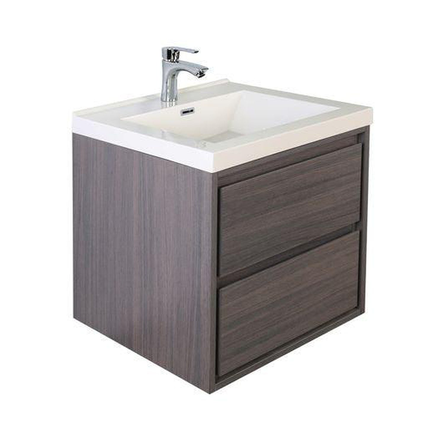 Moreno Bath Sage 24" Dark Gray Oak Wall-Mounted Modern Vanity With Single Reinforced White Acrylic Sink