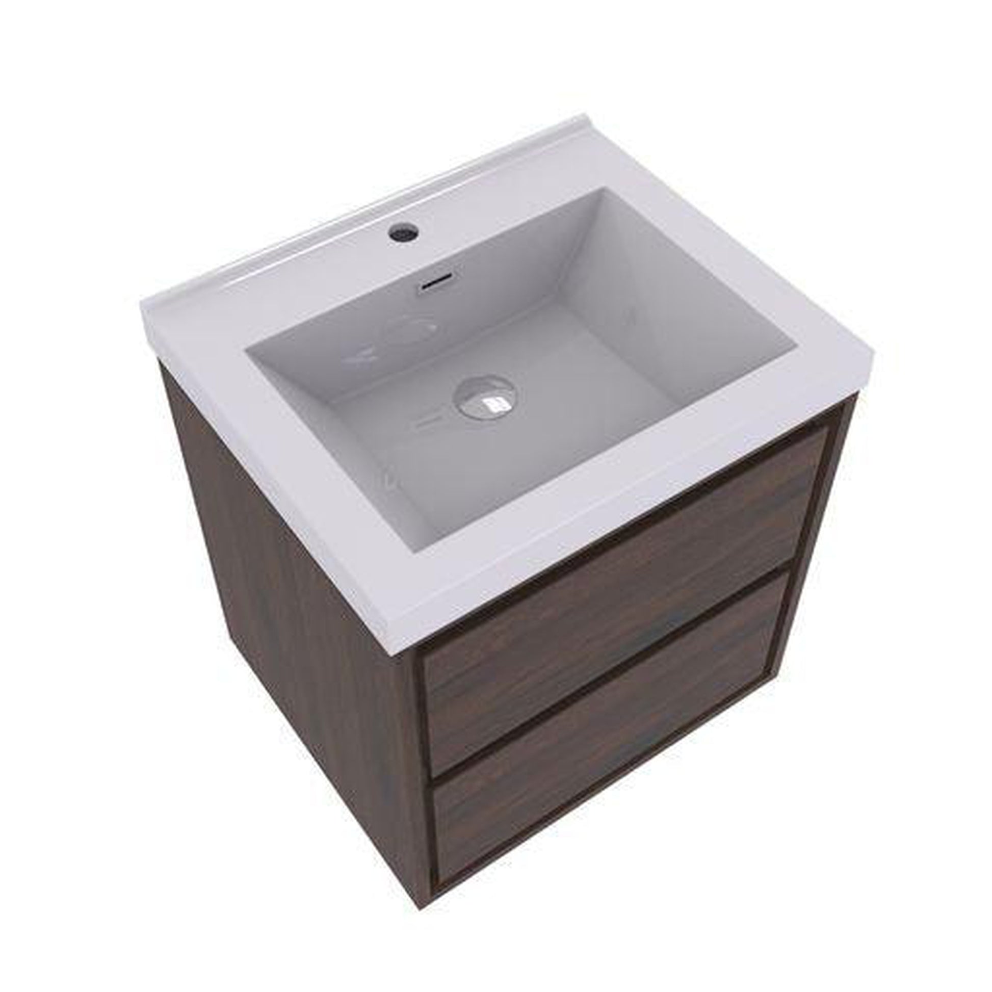 Moreno Bath Sage 24" Rosewood Wall-Mounted Modern Vanity With Single Reinforced White Acrylic Sink