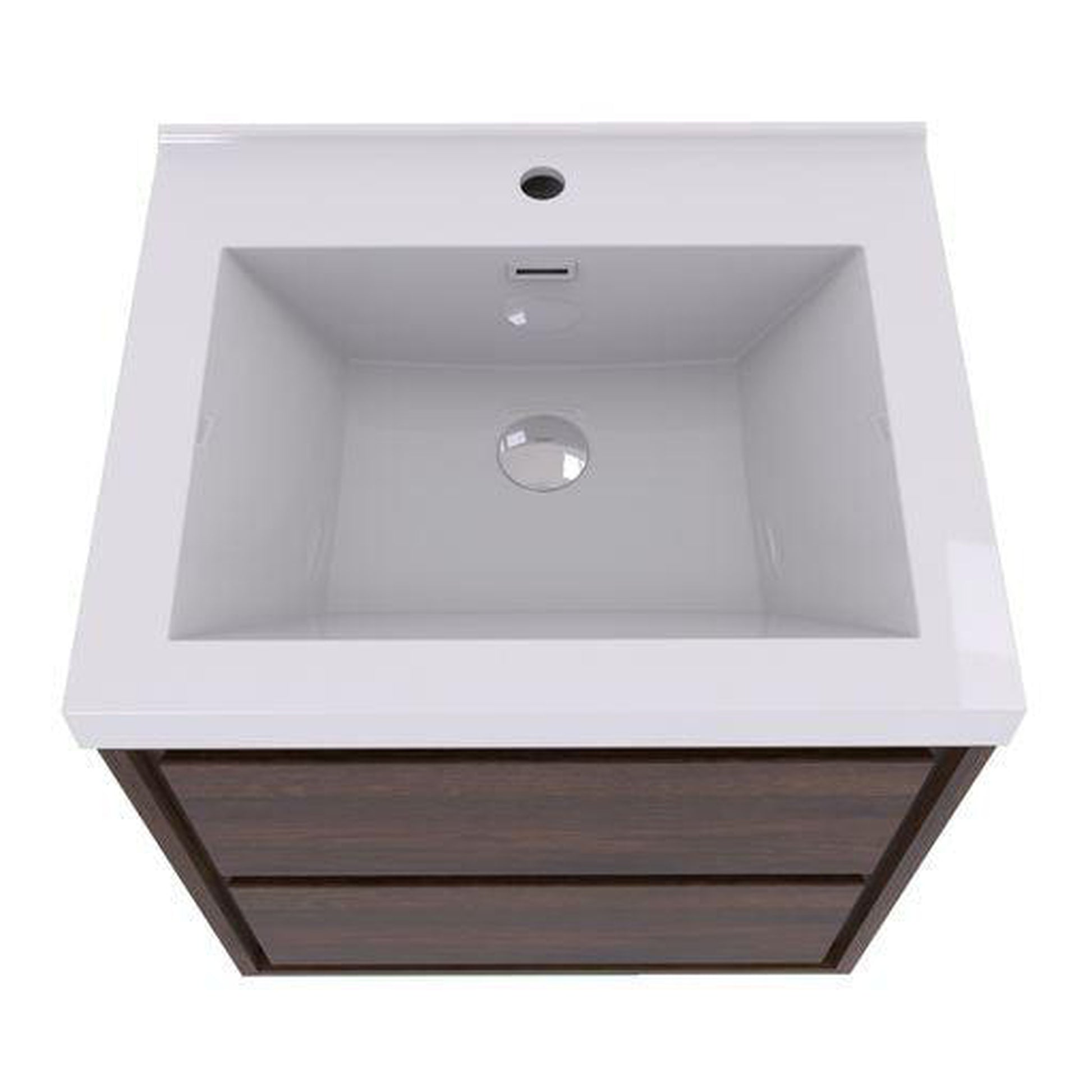 Moreno Bath Sage 24" Rosewood Wall-Mounted Modern Vanity With Single Reinforced White Acrylic Sink