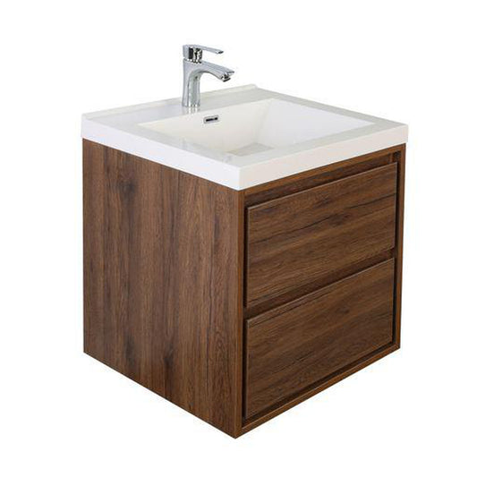 Moreno Bath Sage 24" Rosewood Wall-Mounted Modern Vanity With Single Reinforced White Acrylic Sink