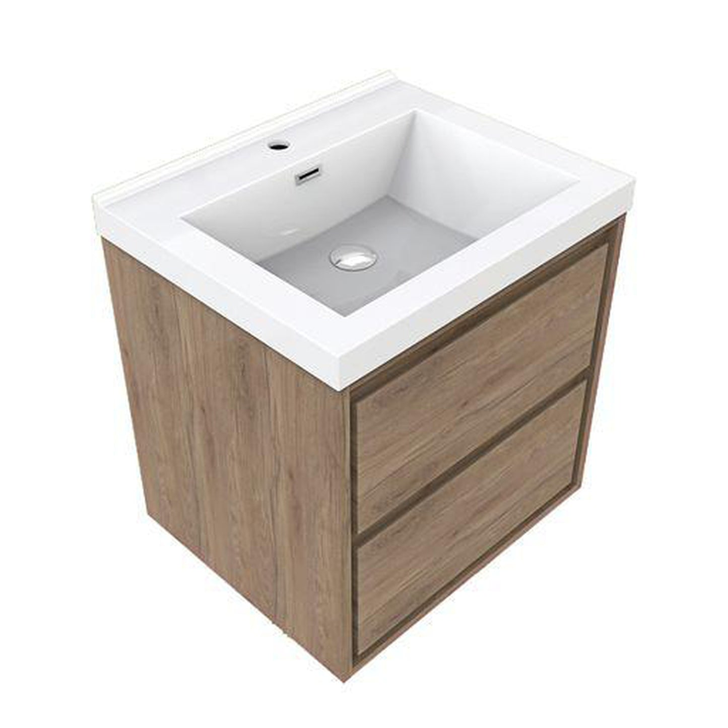 Moreno Bath Sage 24" White Oak Wall-Mounted Modern Vanity With Single Reinforced White Acrylic Sink