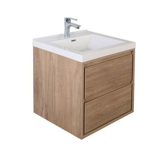 Moreno Bath Sage 24" White Oak Wall-Mounted Modern Vanity With Single Reinforced White Acrylic Sink