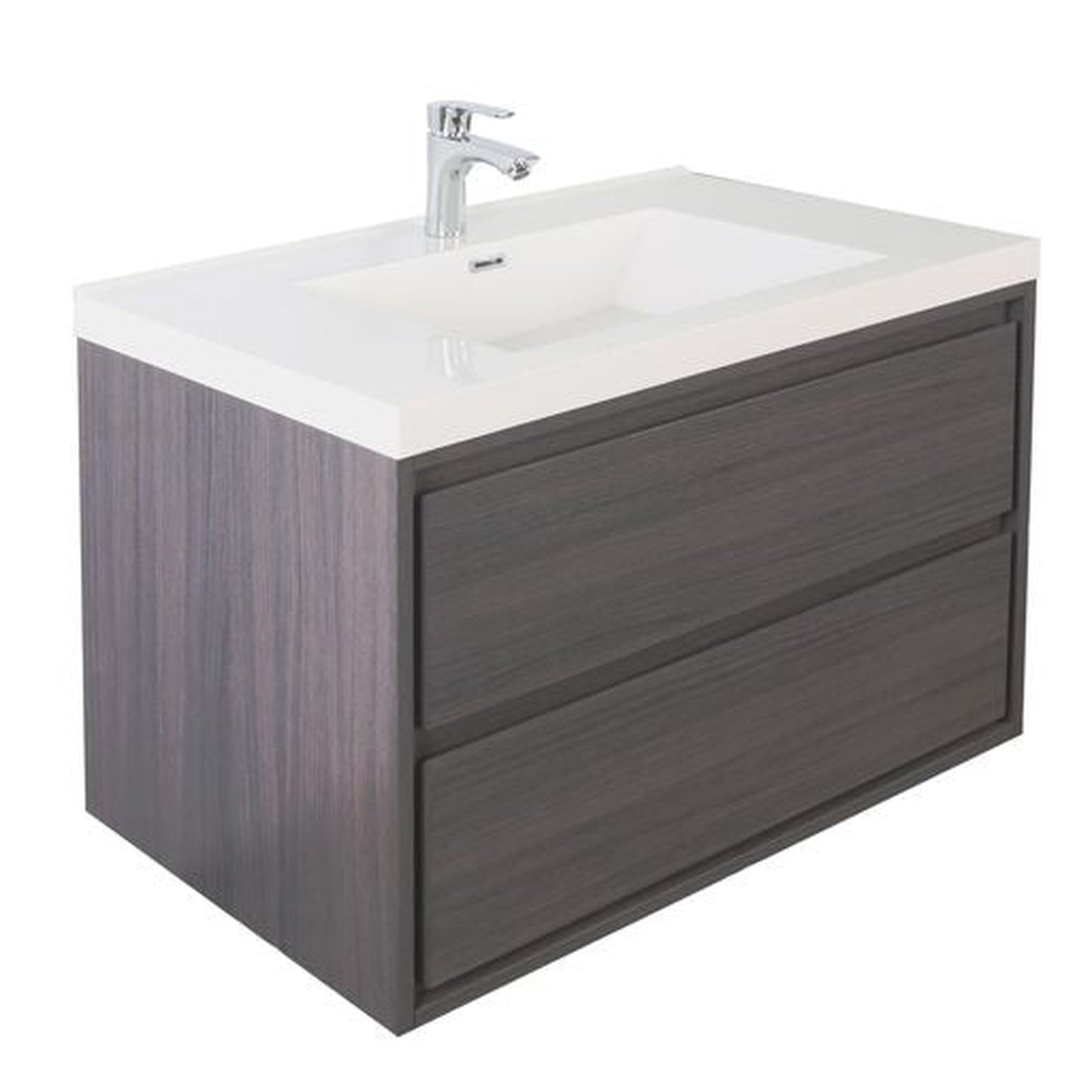 Moreno Bath Sage 30" Dark Gray Oak Wall-Mounted Modern Vanity With Single Reinforced White Acrylic Sink