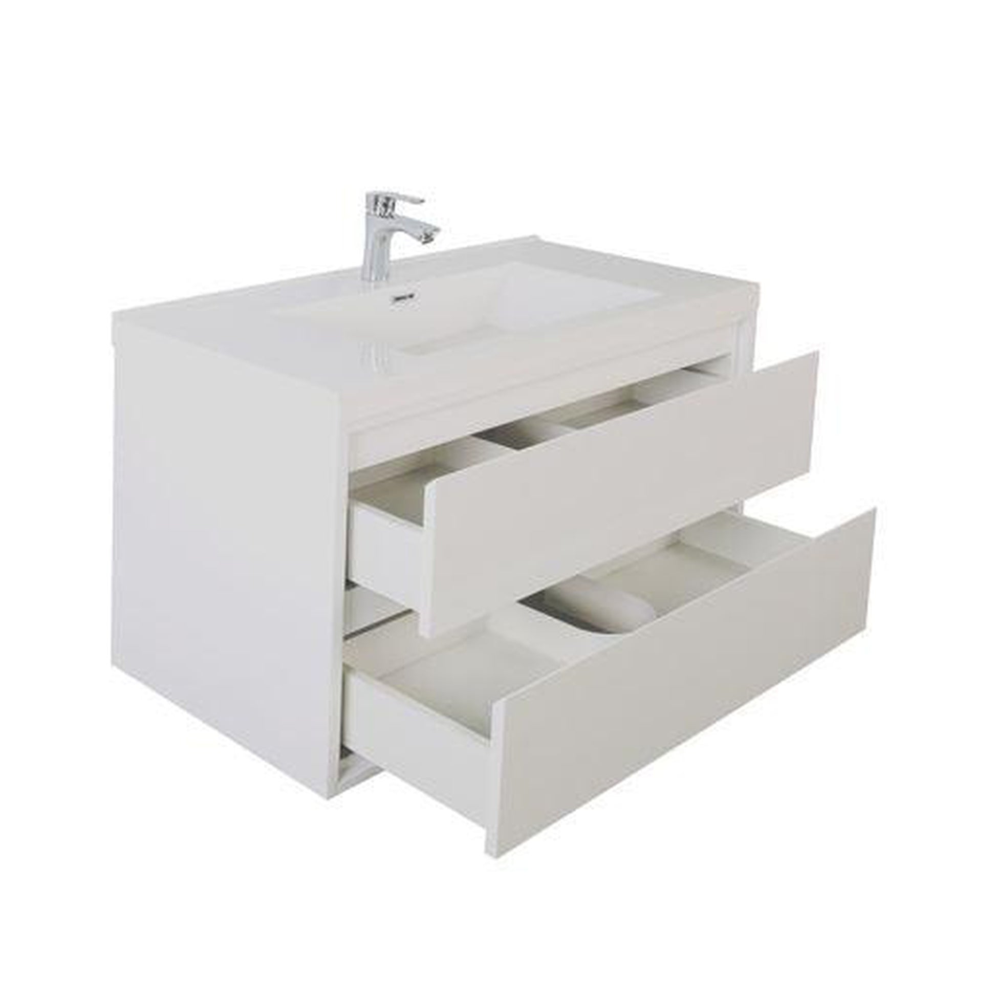 Moreno Bath Sage 30" High Gloss White Wall-Mounted Modern Vanity With Single Reinforced White Acrylic Sink