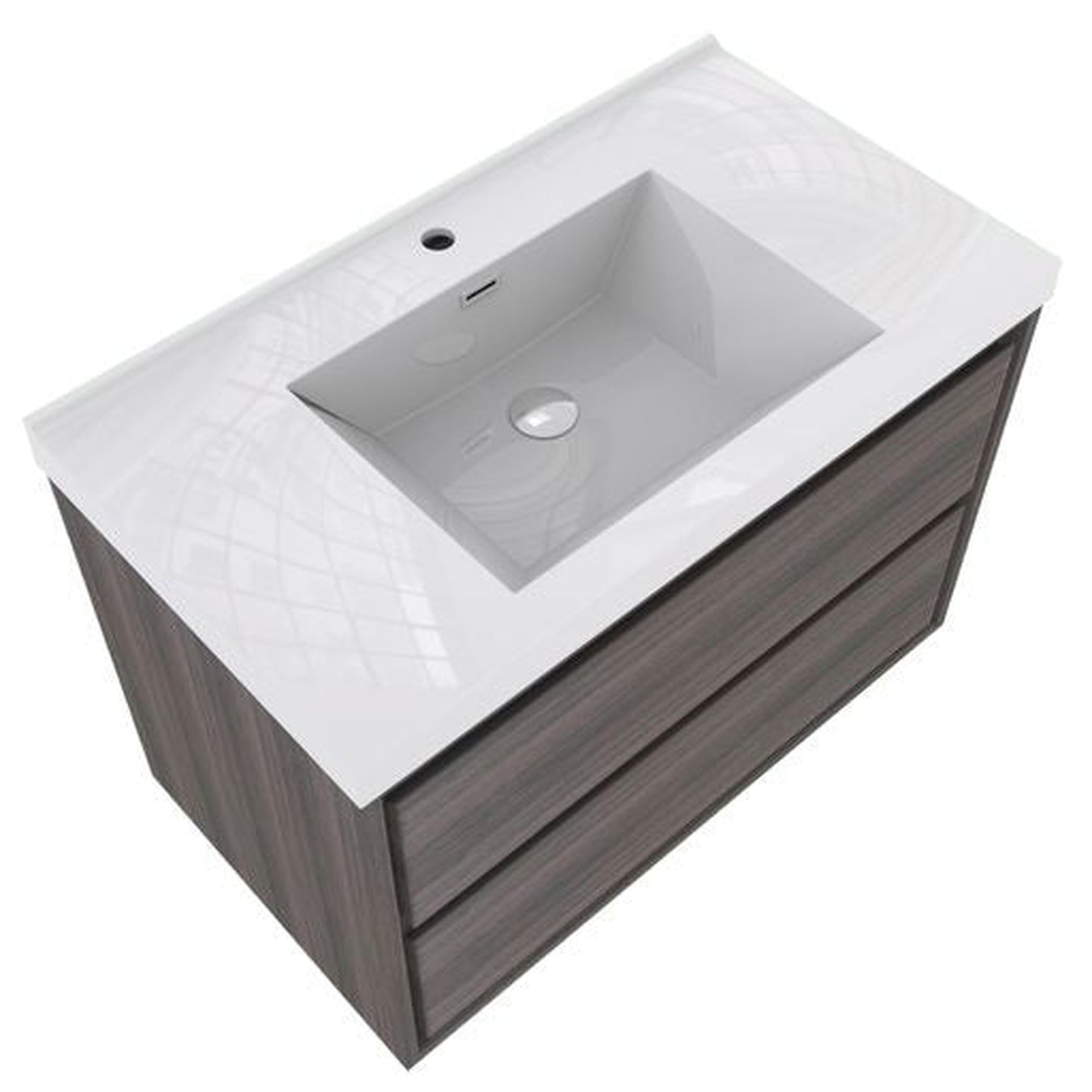 Moreno Bath Sage 36" Dark Gray Oak Wall-Mounted Modern Vanity With Single Reinforced White Acrylic Sink