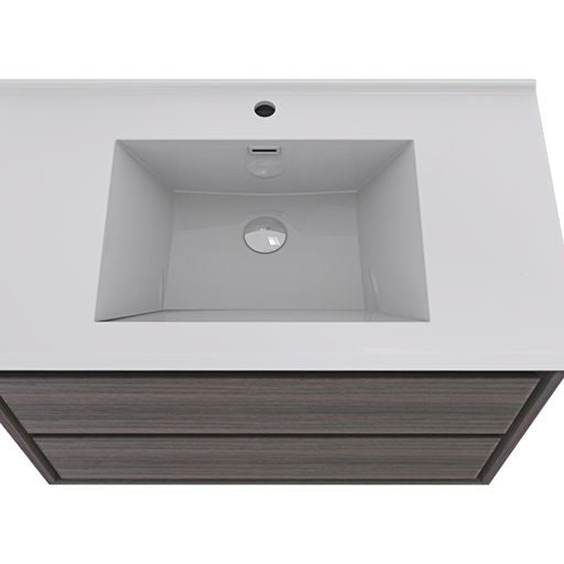 Moreno Bath Sage 36" Dark Gray Oak Wall-Mounted Modern Vanity With Single Reinforced White Acrylic Sink