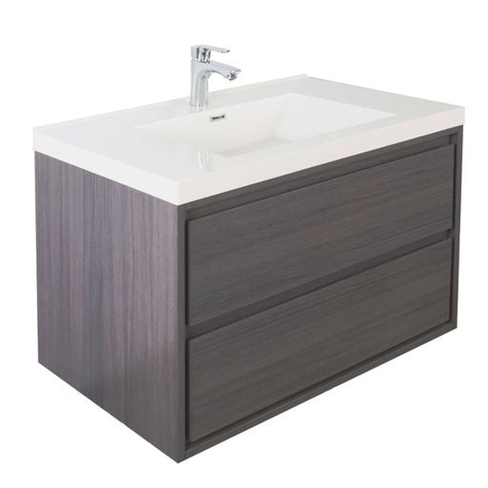 Moreno Bath Sage 36" Dark Gray Oak Wall-Mounted Modern Vanity With Single Reinforced White Acrylic Sink