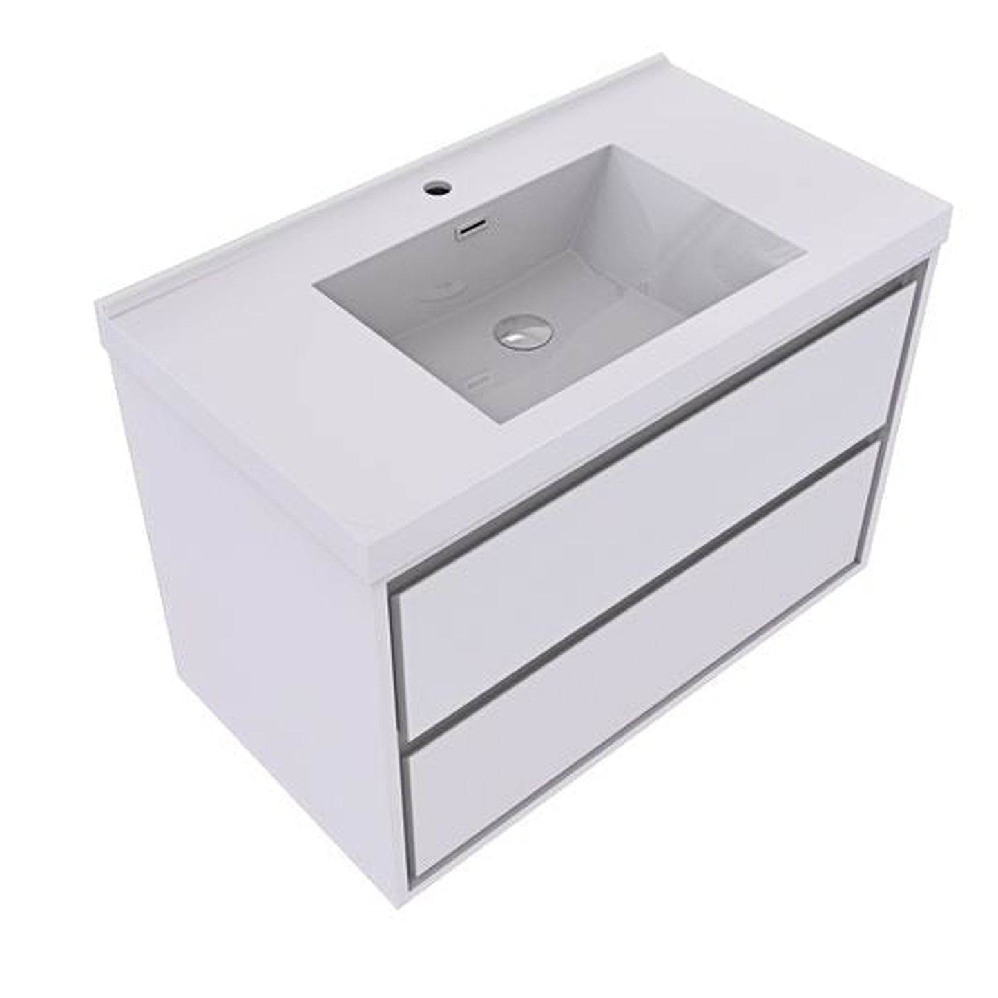 Moreno Bath Sage 36" High Gloss White Wall-Mounted Modern Vanity With Single Reinforced White Acrylic Sink