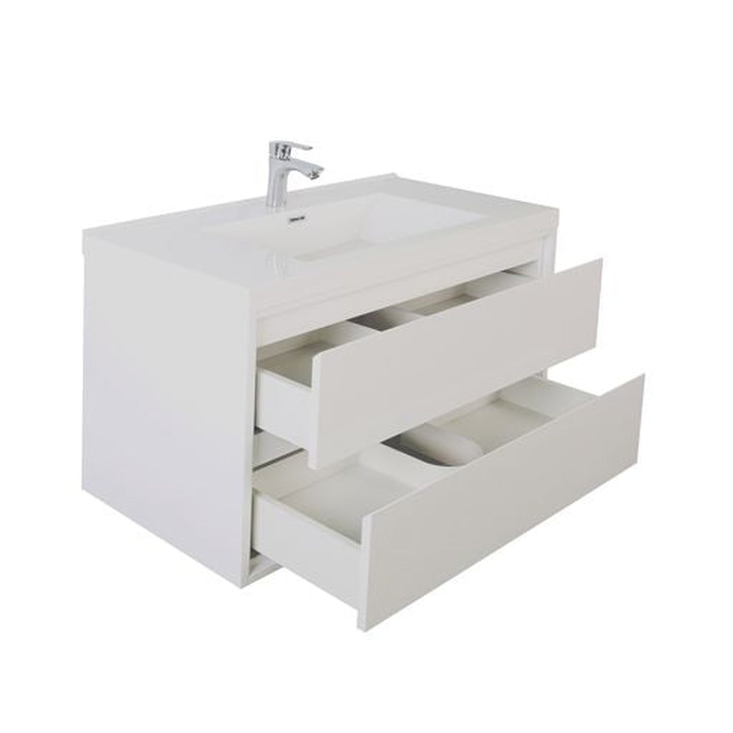 Moreno Bath Sage 36" High Gloss White Wall-Mounted Modern Vanity With Single Reinforced White Acrylic Sink