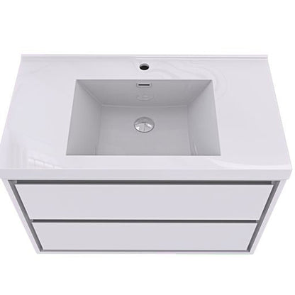 Moreno Bath Sage 36" High Gloss White Wall-Mounted Modern Vanity With Single Reinforced White Acrylic Sink
