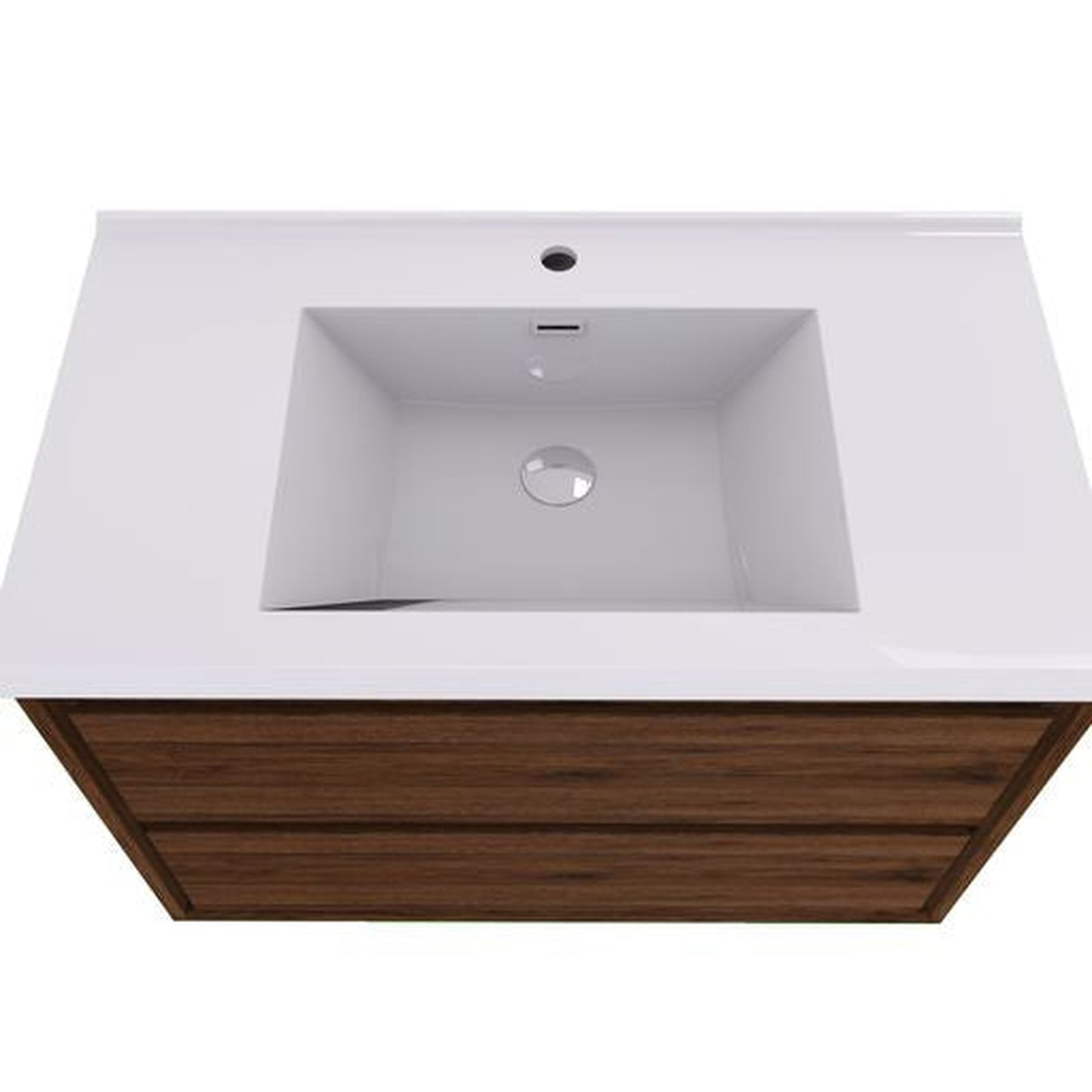 Moreno Bath Sage 36" Rosewood Wall-Mounted Modern Vanity With Single Reinforced White Acrylic Sink