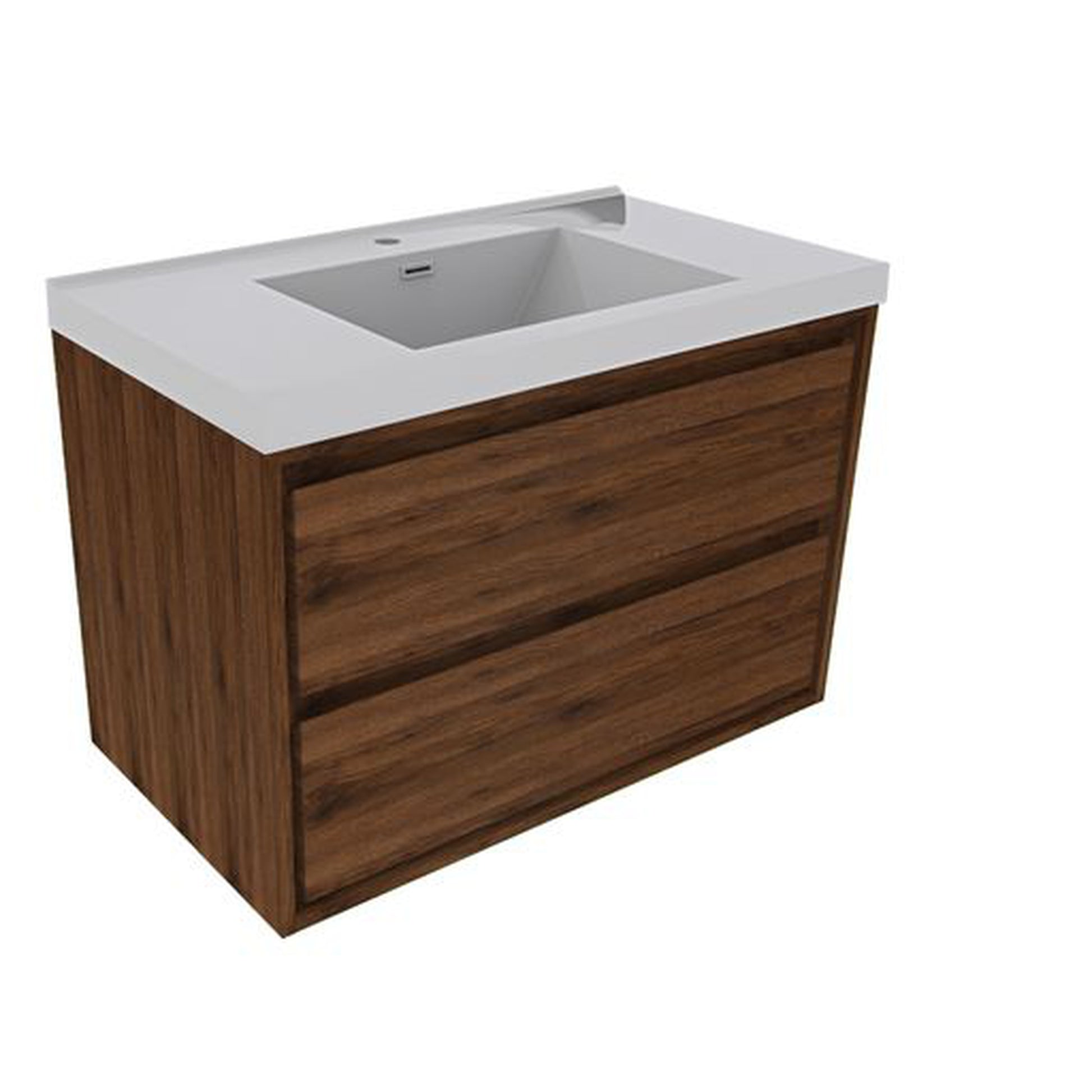 Moreno Bath Sage 36" Rosewood Wall-Mounted Modern Vanity With Single Reinforced White Acrylic Sink