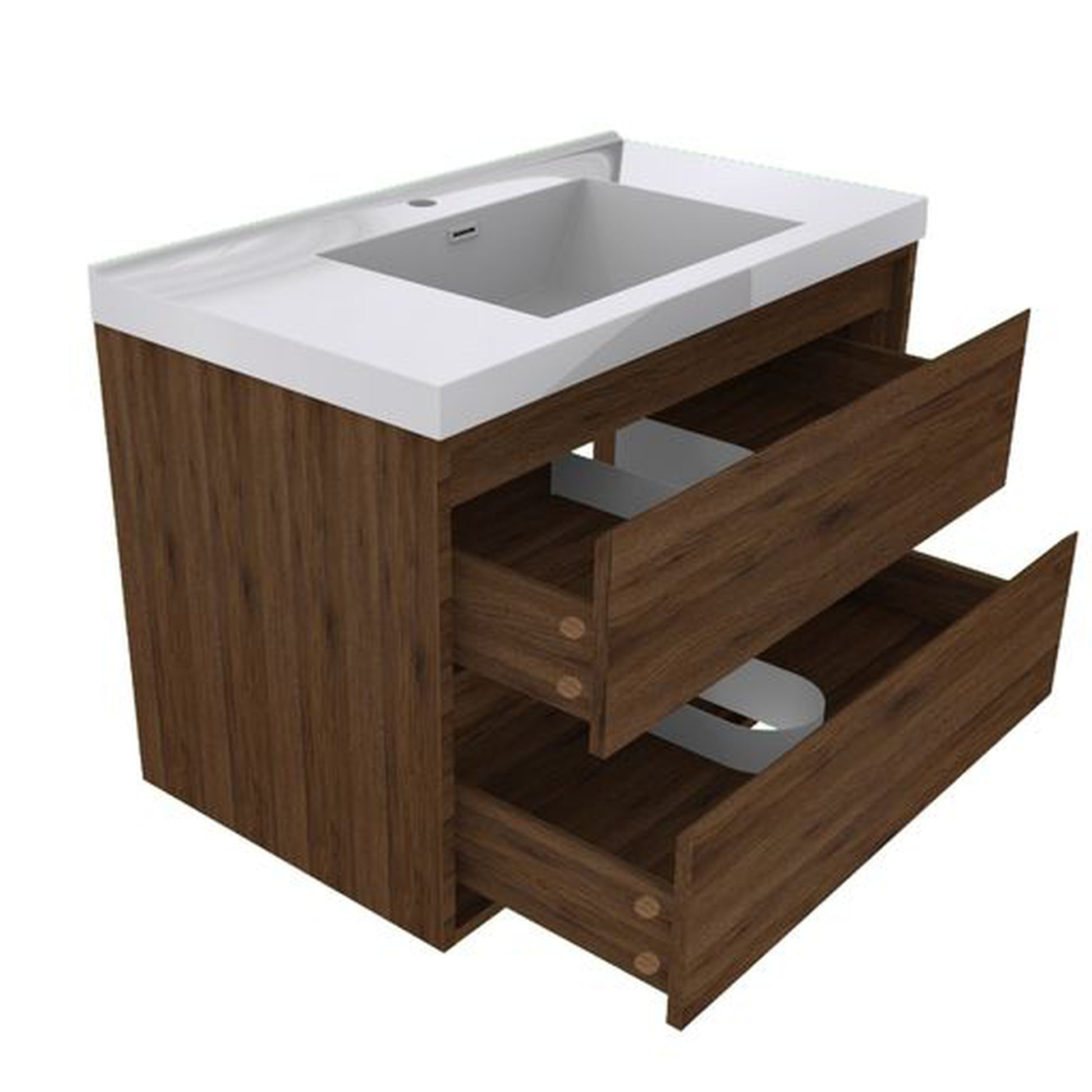 Moreno Bath Sage 36" Rosewood Wall-Mounted Modern Vanity With Single Reinforced White Acrylic Sink