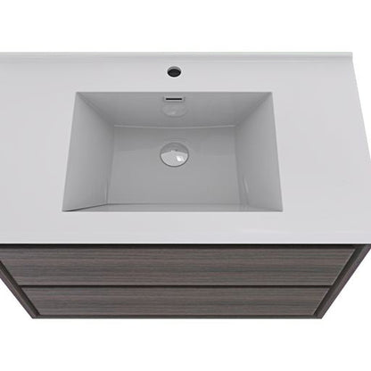 Moreno Bath Sage 42" Dark Gray Oak Wall-Mounted Modern Vanity With Single Reinforced White Acrylic Sink