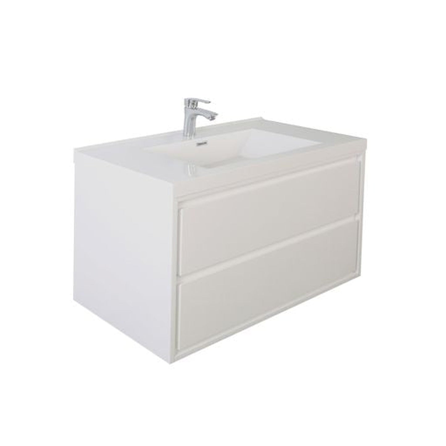 Moreno Bath Sage 42" High Gloss White Wall-Mounted Modern Vanity With Single Reinforced White Acrylic Sink