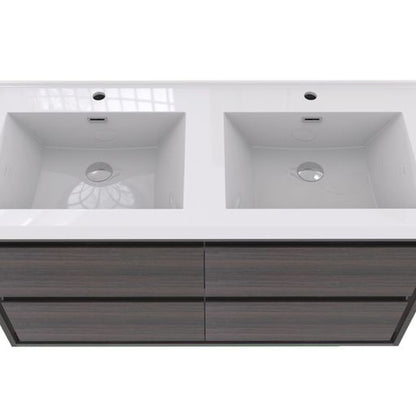 Moreno Bath Sage 48" Dark Gray Oak Wall-Mounted Modern Vanity With Double Reinforced White Acrylic Sinks