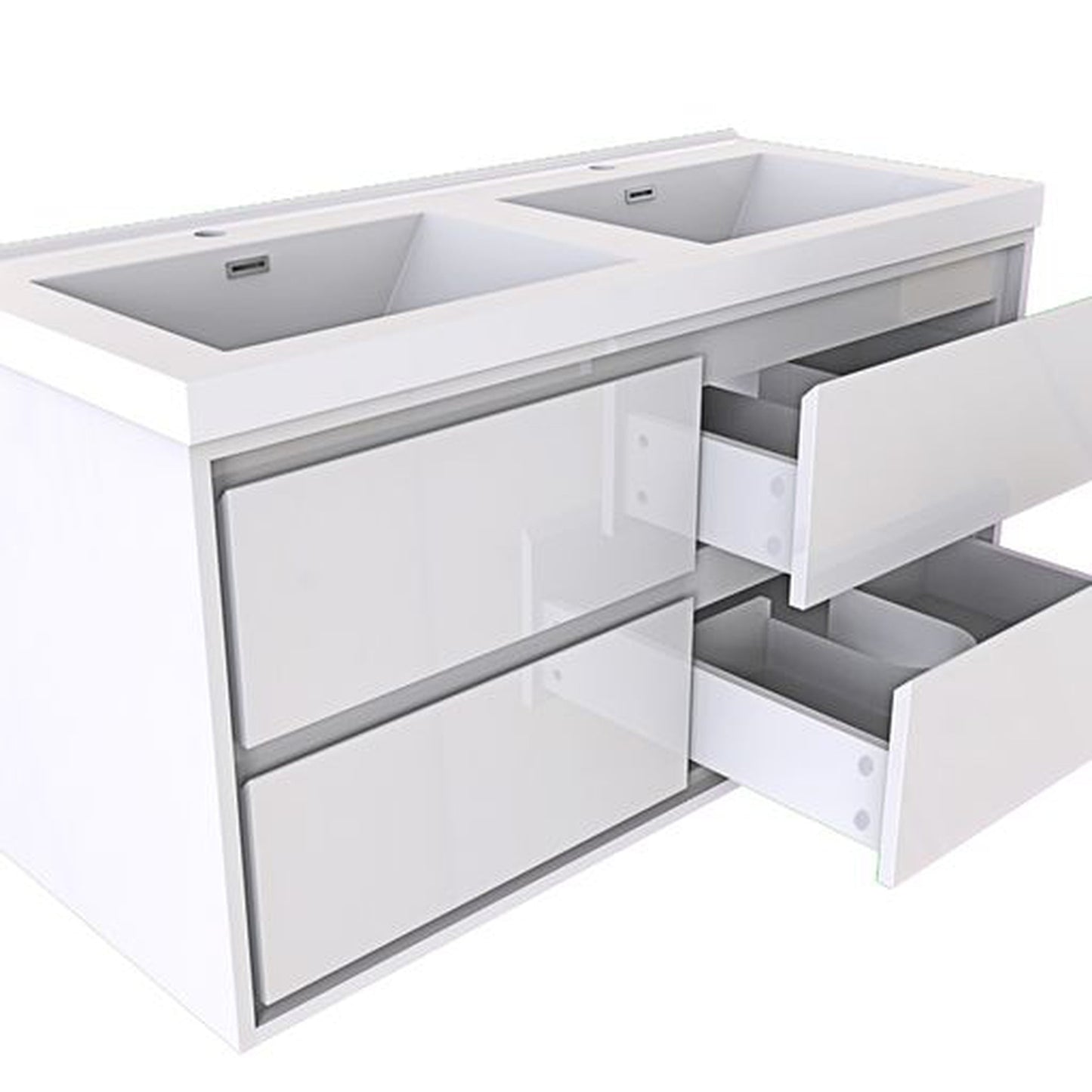 Moreno Bath Sage 48" High Gloss White Wall-Mounted Modern Vanity With Double Reinforced White Acrylic Sinks