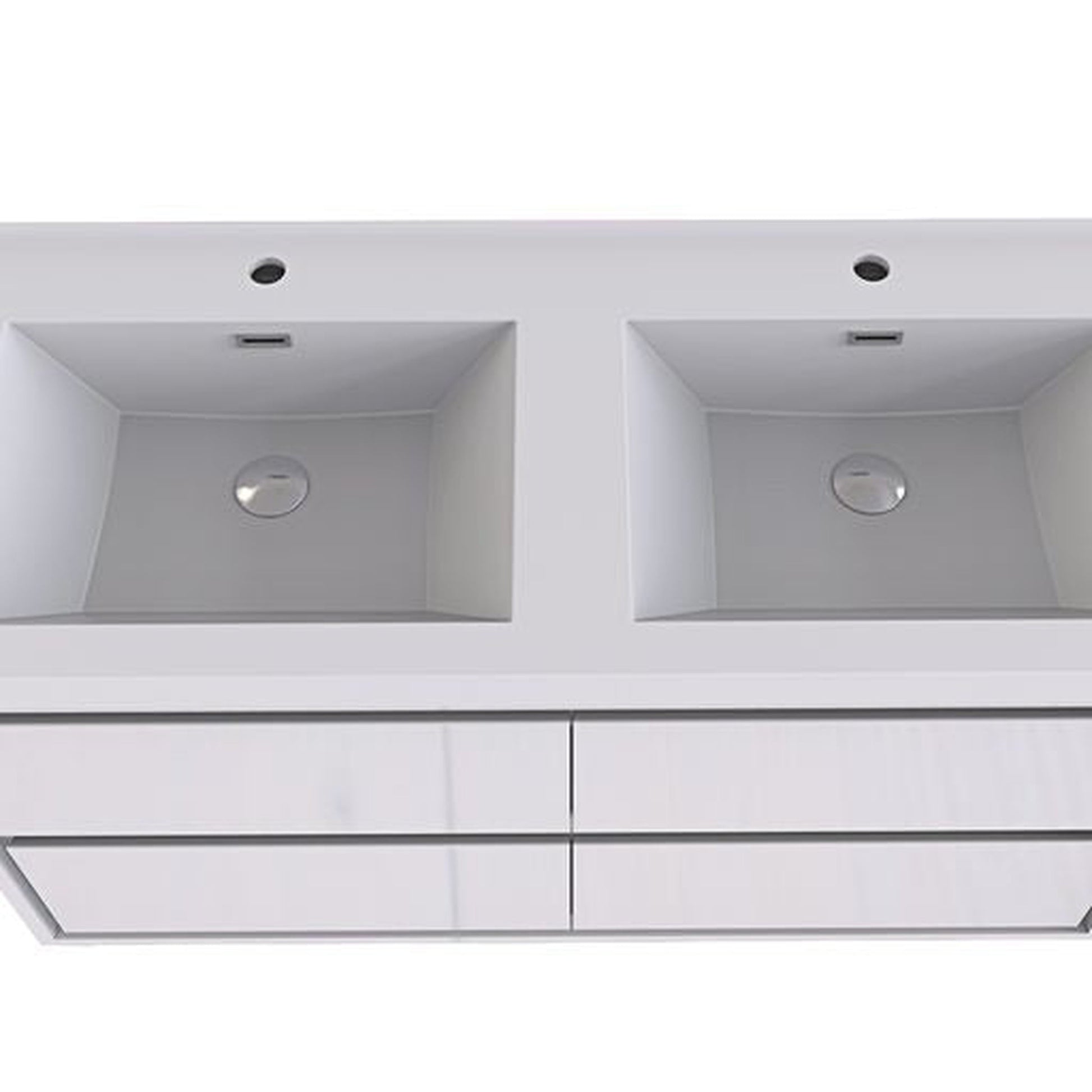 Moreno Bath Sage 48" High Gloss White Wall-Mounted Modern Vanity With Double Reinforced White Acrylic Sinks