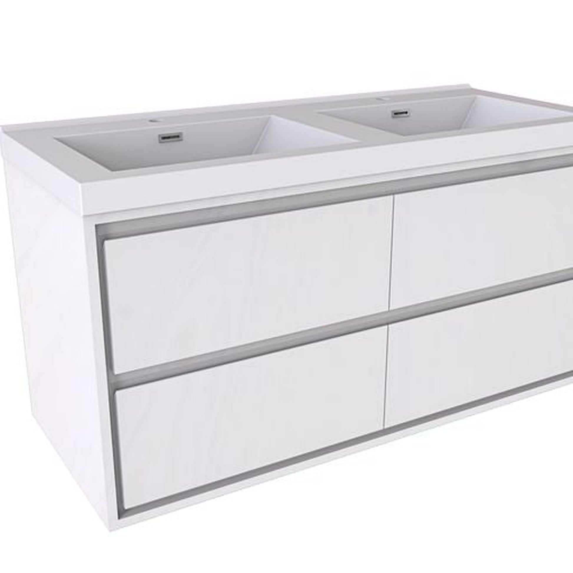 Moreno Bath Sage 48" High Gloss White Wall-Mounted Modern Vanity With Double Reinforced White Acrylic Sinks