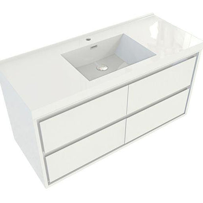 Moreno Bath Sage 48" High Gloss White Wall-Mounted Modern Vanity With Single Reinforced White Acrylic Sink