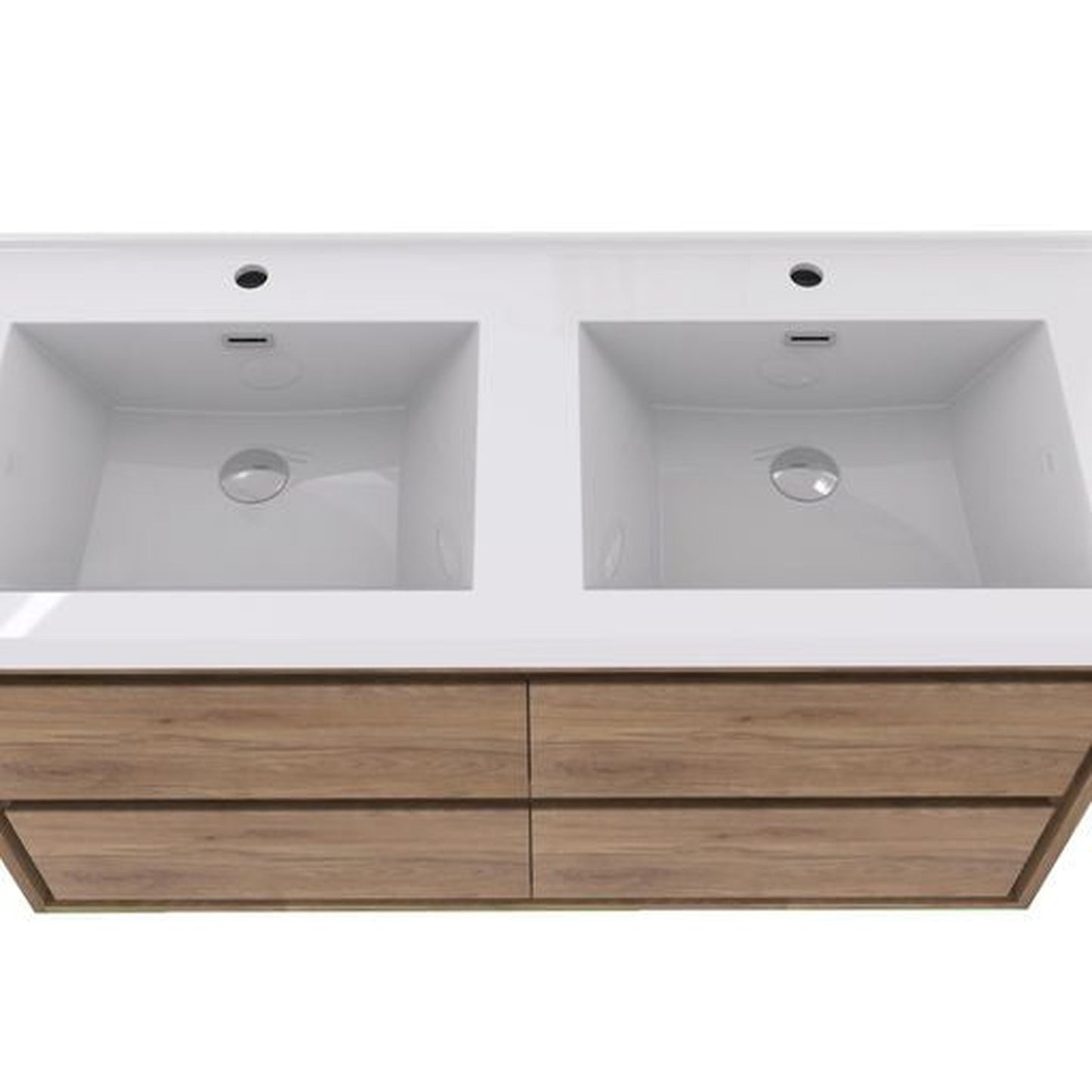 Moreno Bath Sage 48" White Oak Wall-Mounted Modern Vanity With Double Reinforced White Acrylic Sinks