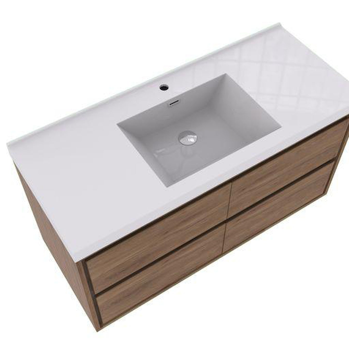 Moreno Bath Sage 48" White Oak Wall-Mounted Modern Vanity With Single Reinforced White Acrylic Sink