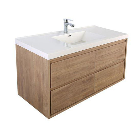 Moreno Bath Sage 48" White Oak Wall-Mounted Modern Vanity With Single Reinforced White Acrylic Sink