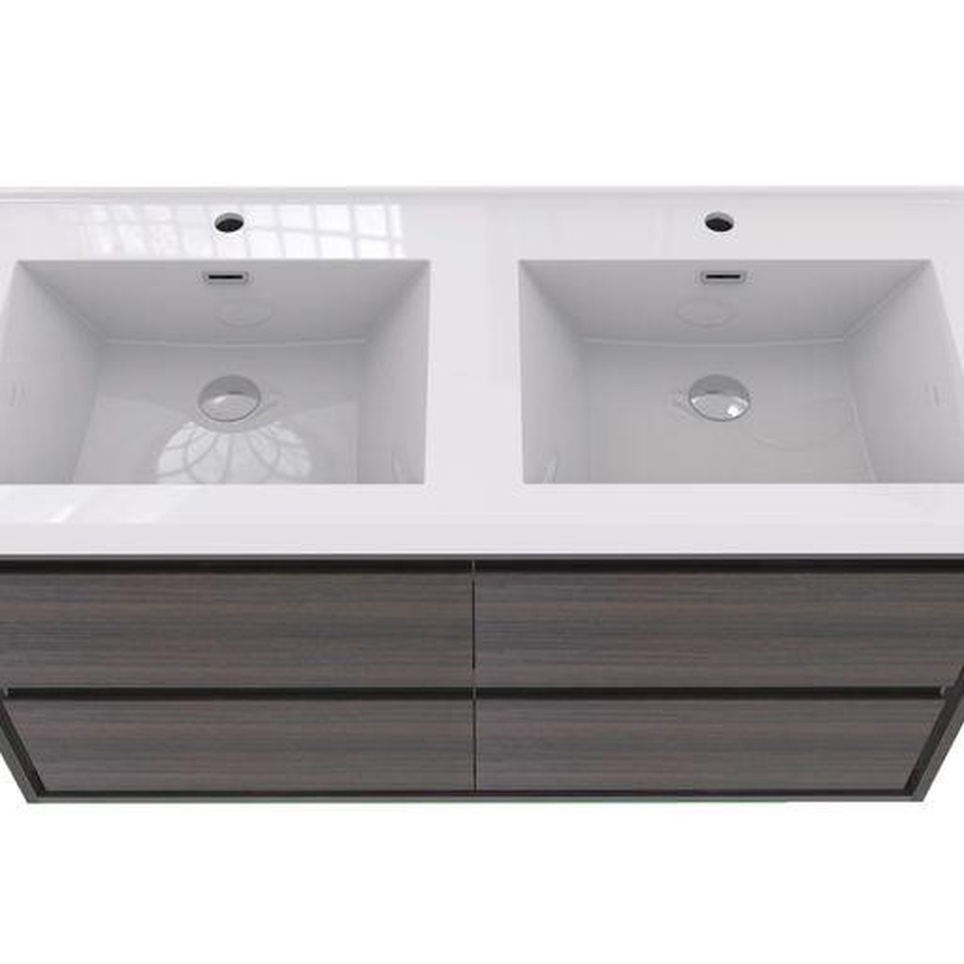 Moreno Bath Sage 60" Dark Gray Oak Wall-Mounted Modern Vanity With Double Reinforced White Acrylic Sinks