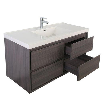 Moreno Bath Sage 60" Dark Gray Oak Wall-Mounted Modern Vanity With Single Reinforced White Acrylic Sink