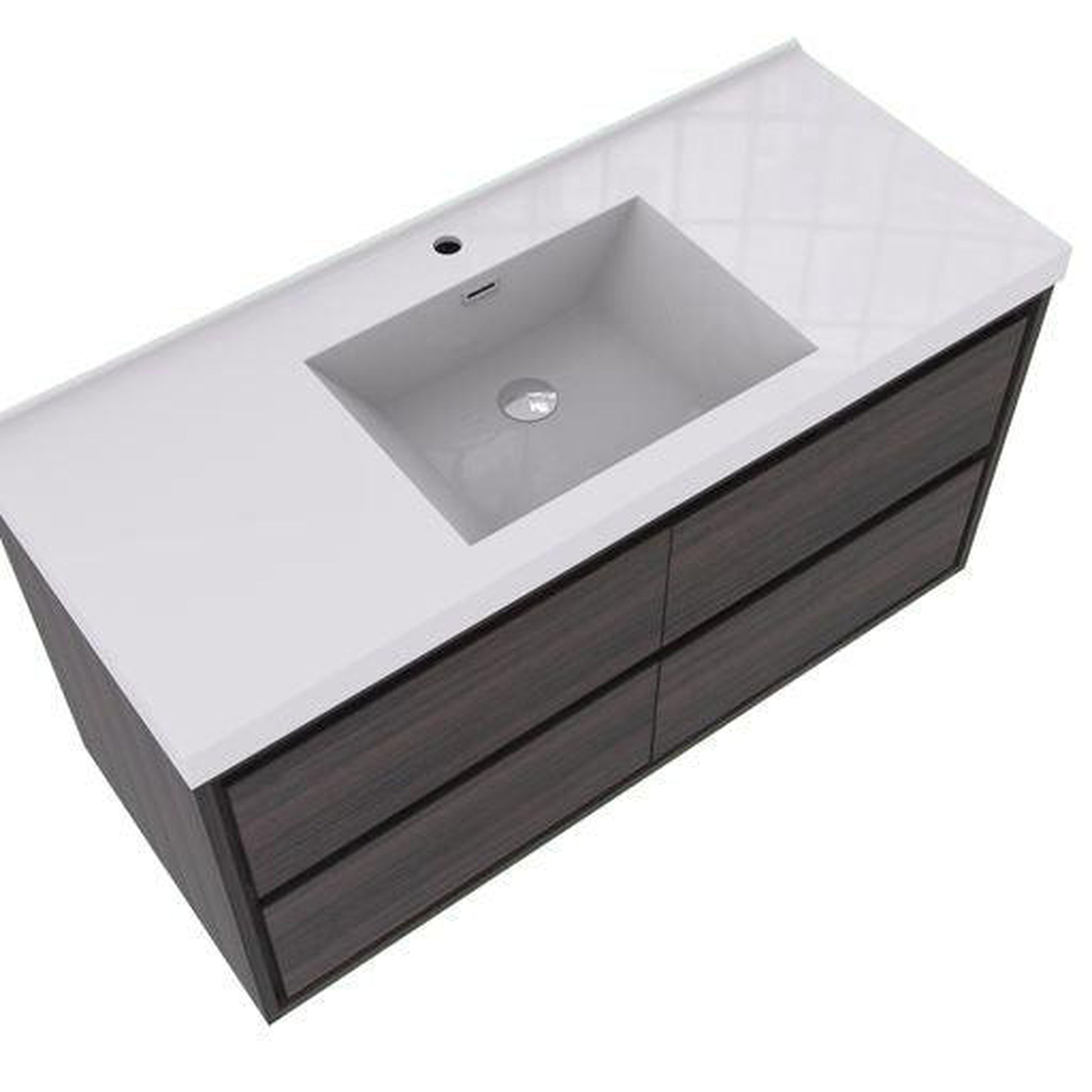 Moreno Bath Sage 60" Dark Gray Oak Wall-Mounted Modern Vanity With Single Reinforced White Acrylic Sink