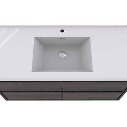 Moreno Bath Sage 60" Dark Gray Oak Wall-Mounted Modern Vanity With Single Reinforced White Acrylic Sink