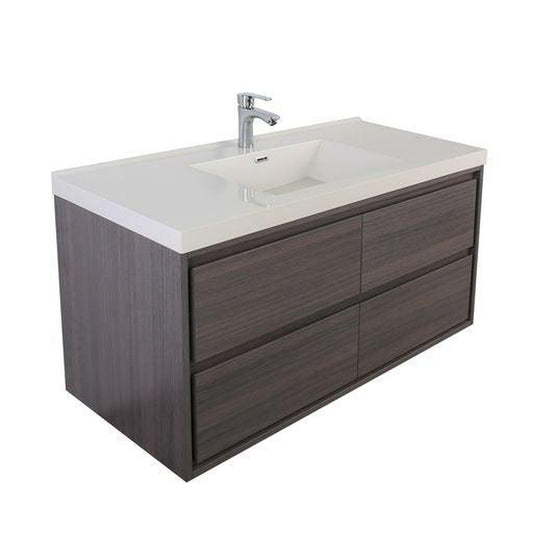 Moreno Bath Sage 60" Dark Gray Oak Wall-Mounted Modern Vanity With Single Reinforced White Acrylic Sink