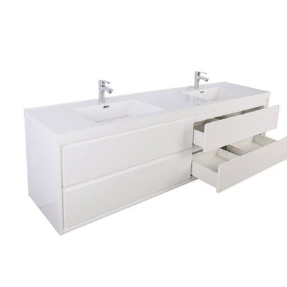 Moreno Bath Sage 60" High Gloss White Wall-Mounted Modern Vanity With Double Reinforced White Acrylic Sinks