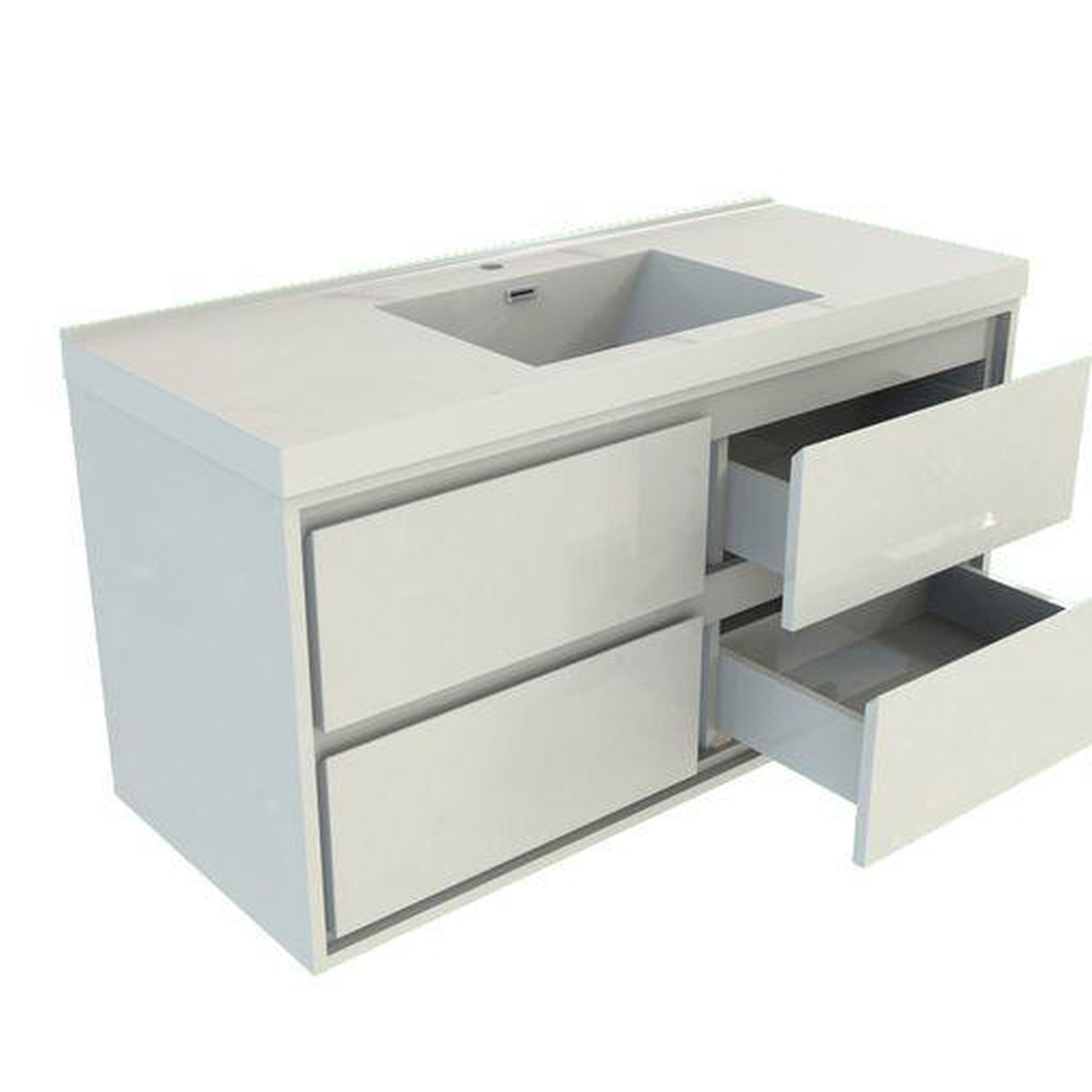 Moreno Bath Sage 60" High Gloss White Wall-Mounted Modern Vanity With Single Reinforced White Acrylic Sink