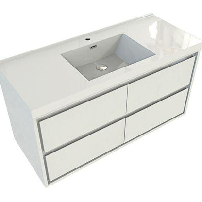 Moreno Bath Sage 60" High Gloss White Wall-Mounted Modern Vanity With Single Reinforced White Acrylic Sink