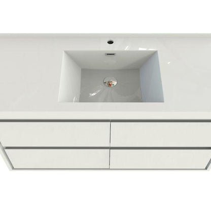 Moreno Bath Sage 60" High Gloss White Wall-Mounted Modern Vanity With Single Reinforced White Acrylic Sink